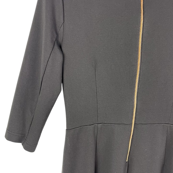Mary Crafts Black Sheath Dress Size 12 Exposed Gold Zipper Classy Versatile - Picture 7 of 8